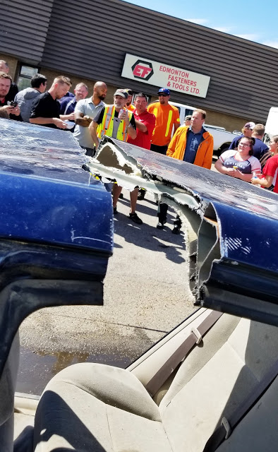 Car cut in half at Milwaukee Tools Car Cut Event Edmonton Fasteners
